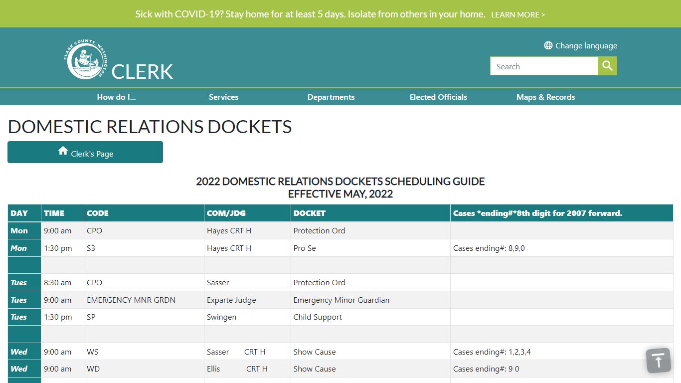 DOMESTIC RELATIONS DOCKETS | Clark County